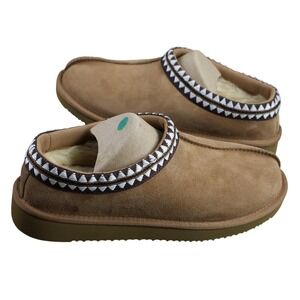 Kirkland Signature Shoes Mens Size 8 Beige Shearling Slipper Lined Wool Slip On